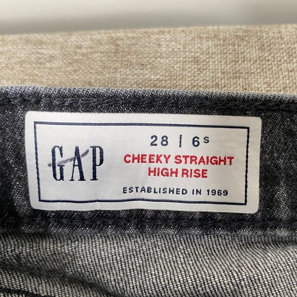Gap Cheeky Straight Denim Jeans Women's 6S Mid Rise Gray Distressed Hem Casual - Picture 5 of 13